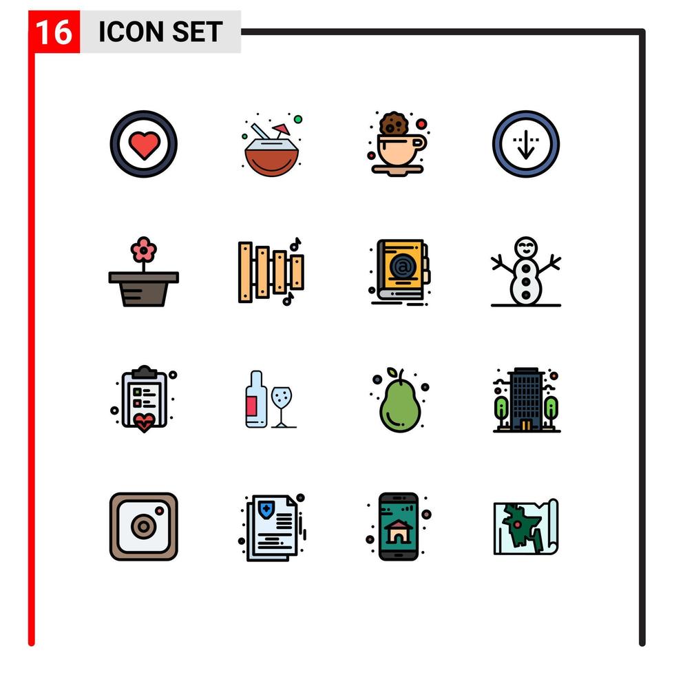 pictogram reeks van 16 gemakkelijk vlak kleur gevulde lijnen van bloem importeren breken downloaden richting bewerkbare creatief vector ontwerp elementen