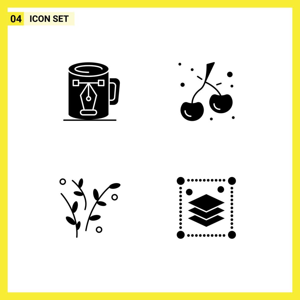 modern reeks van 4 solide glyphs pictogram van koffie natuur ontwerp kers voorjaar bewerkbare vector ontwerp elementen