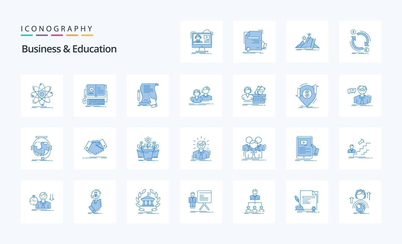 25 bedrijf en onderwijs blauw icoon pak vector