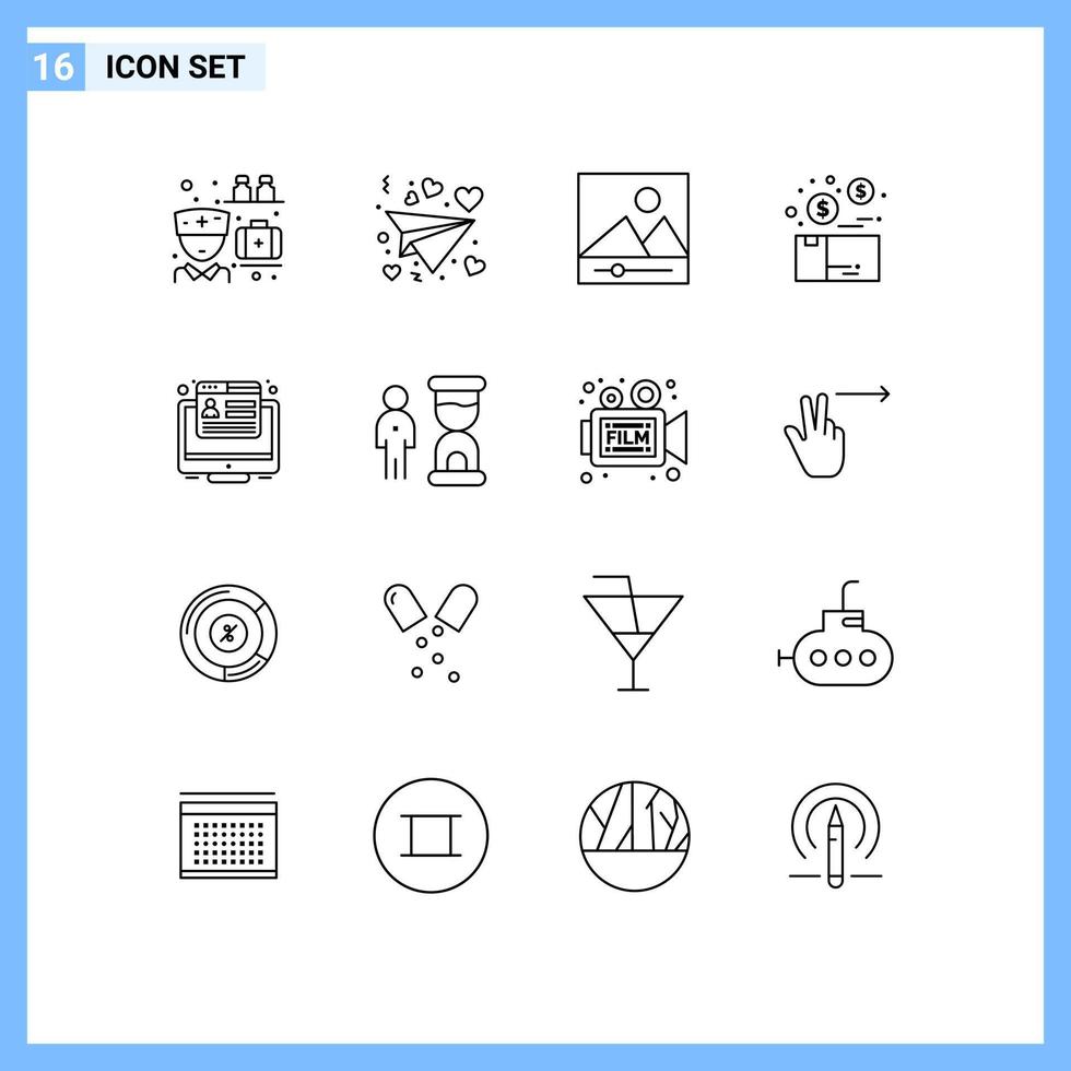 16 creatief pictogrammen modern tekens en symbolen van browser conversie media Product doos bewerkbare vector ontwerp elementen