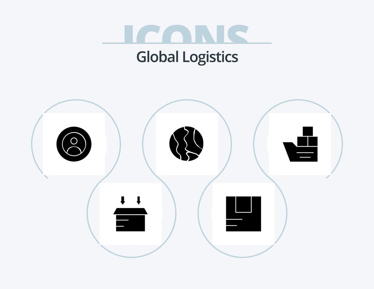 globaal logistiek glyph icoon pak 5 icoon ontwerp. doos. wereld. globaal. kaart. globaal vector