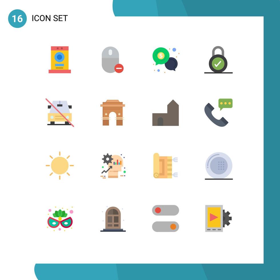 16 vlak kleur concept voor websites mobiel en apps auto hangslot verwijderen slot communicatie bewerkbare pak van creatief vector ontwerp elementen