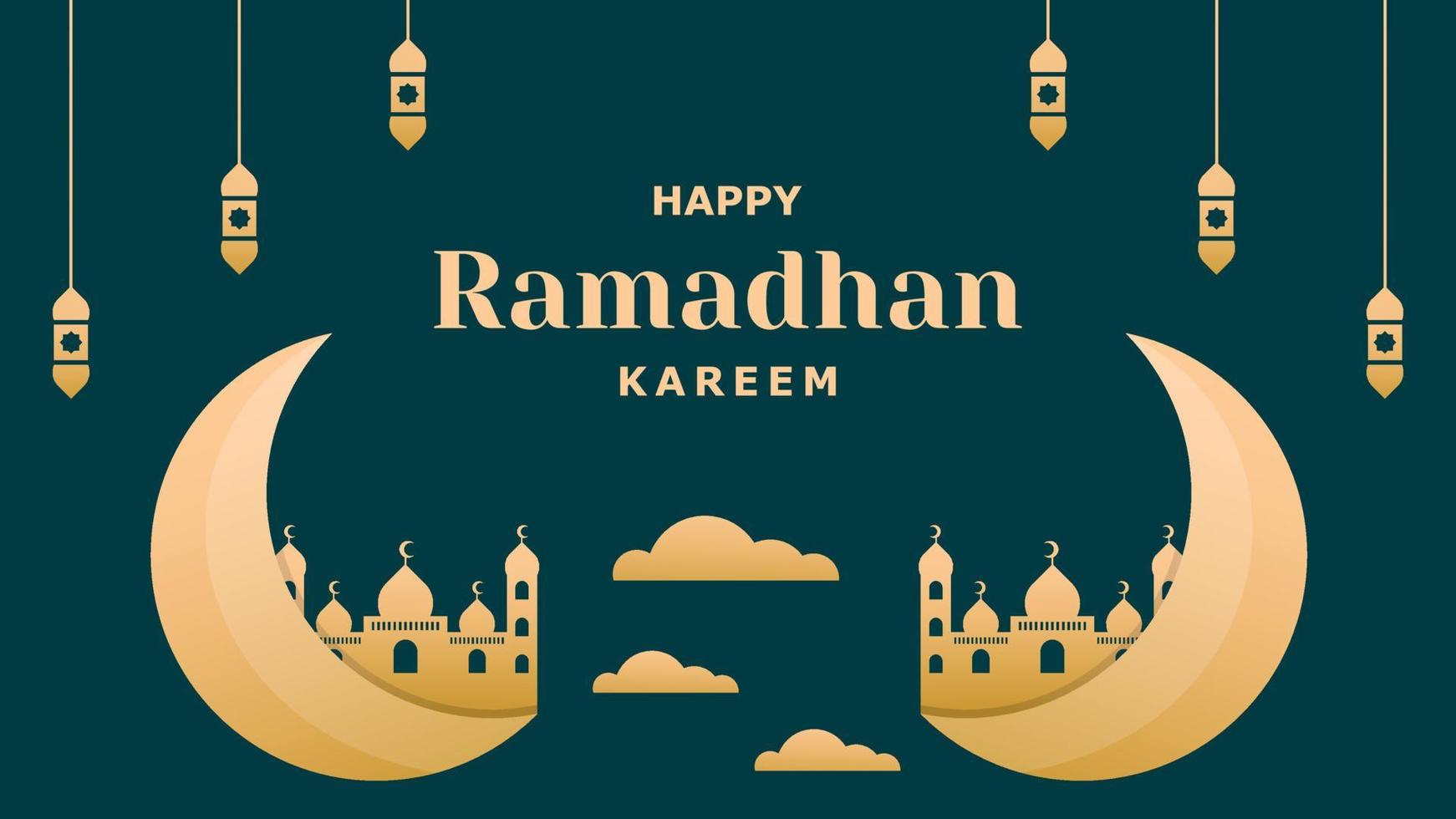 luxe gelukkig Ramadhan kareem achtergrond vector