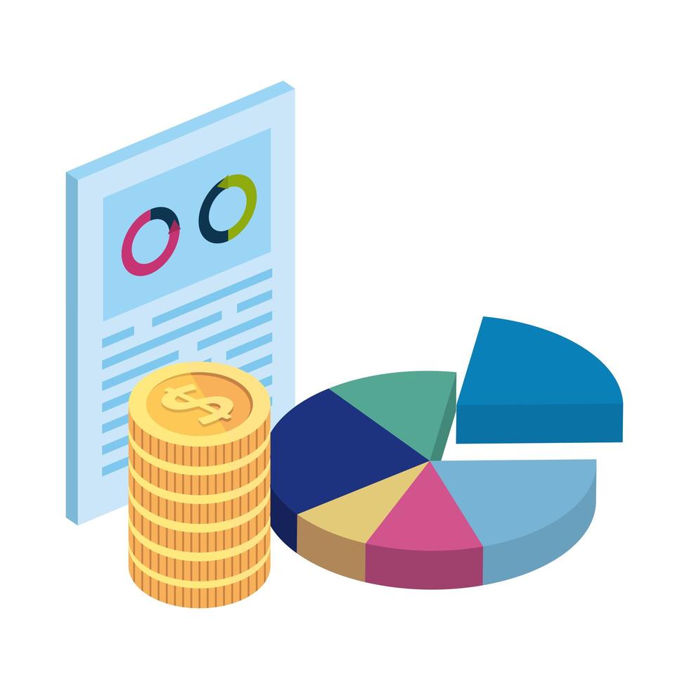 document met circulaire statistische en stapelmunten vector