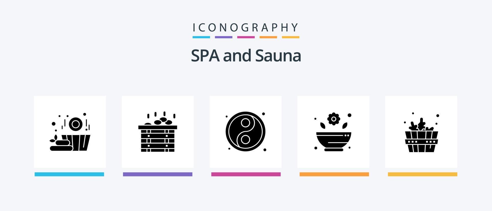 sauna glyph 5 icoon pak inclusief . yin. spa. badhuis. creatief pictogrammen ontwerp vector