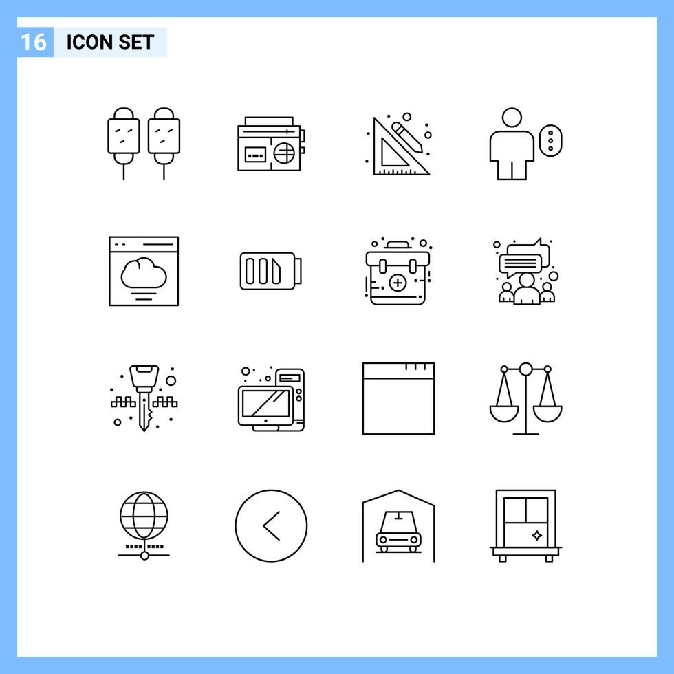 voorraad vector icoon pak van 16 lijn tekens en symbolen voor wachtwoord lichaam media avatar potlood bewerkbare vector ontwerp elementen