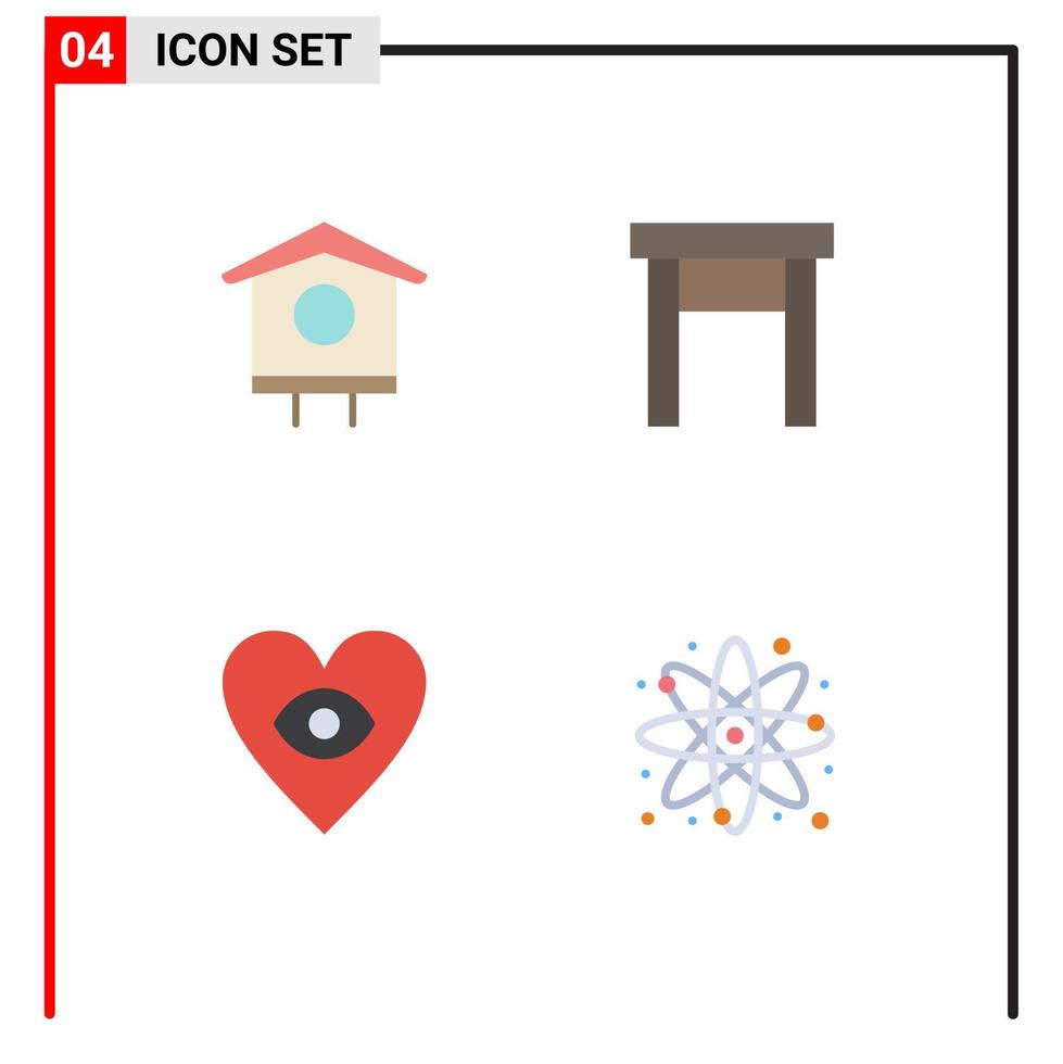 4 vlak icoon concept voor websites mobiel en apps huis hart voorjaar huis huishoudelijke apparaten chemisch bewerkbare vector ontwerp elementen