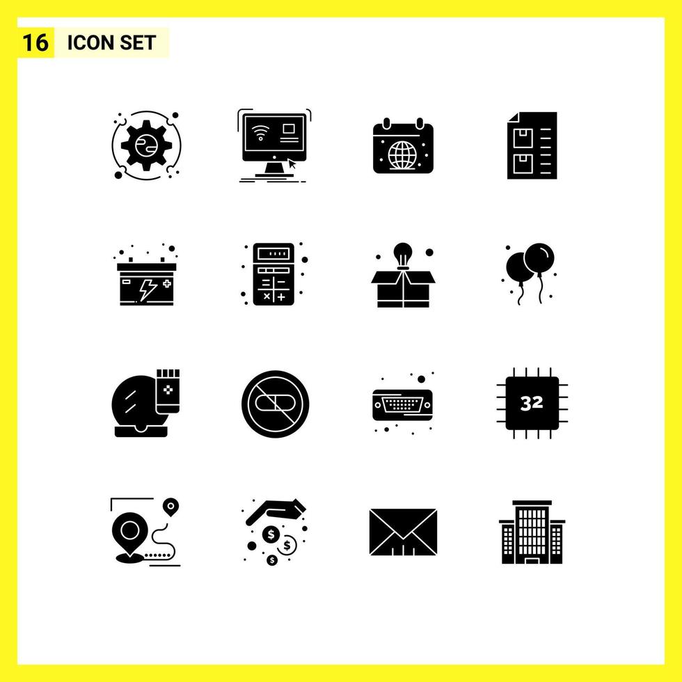 reeks van 16 modern ui pictogrammen symbolen tekens voor lijst levering slim controleren wereldbol bewerkbare vector ontwerp elementen