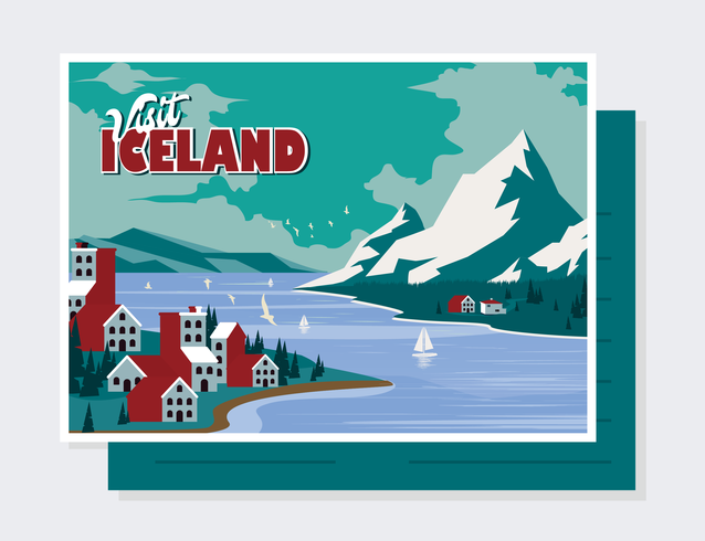 IJsland briefkaart Vector