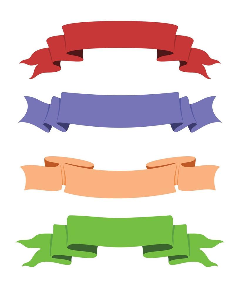vier stijl van kleurenlinten voor decoratie. vector