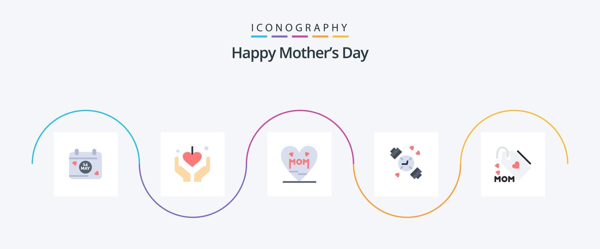 gelukkig moeders dag vlak 5 icoon pak inclusief moeder. liefde. liefde. label. hand- kijk maar vector