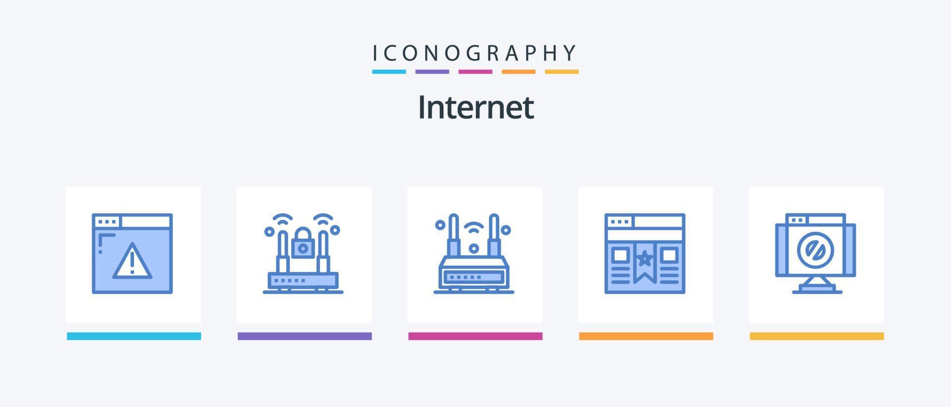 internet blauw 5 icoon pak inclusief kruis. ui. internetten. koppel. draadloze. creatief pictogrammen ontwerp vector