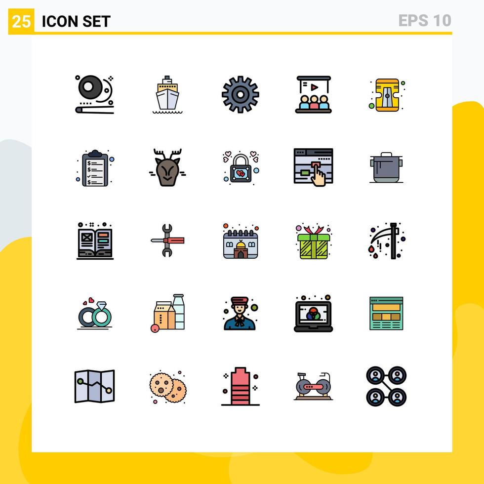 reeks van 25 modern ui pictogrammen symbolen tekens voor potlood team uitrusting zelfstudie presentatie bewerkbare vector ontwerp elementen
