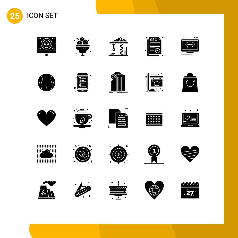 25 creatief pictogrammen modern tekens en symbolen van commentaar document ijs room seo bouw bewerkbare vector ontwerp elementen