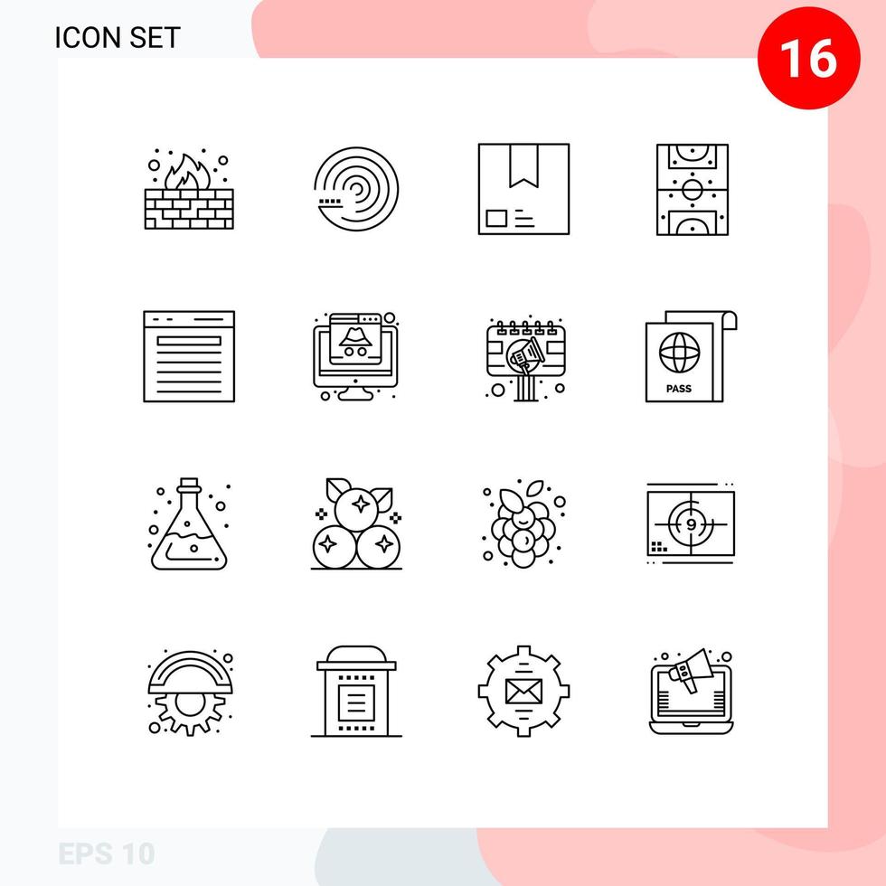 reeks van 16 modern ui pictogrammen symbolen tekens voor veld- spel leveren vermaak Product bewerkbare vector ontwerp elementen