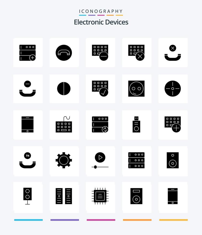 creatief apparaten 25 glyph solide zwart icoon pak zo net zo computers. digitaal. apparaatje. antialiasing. handset vector