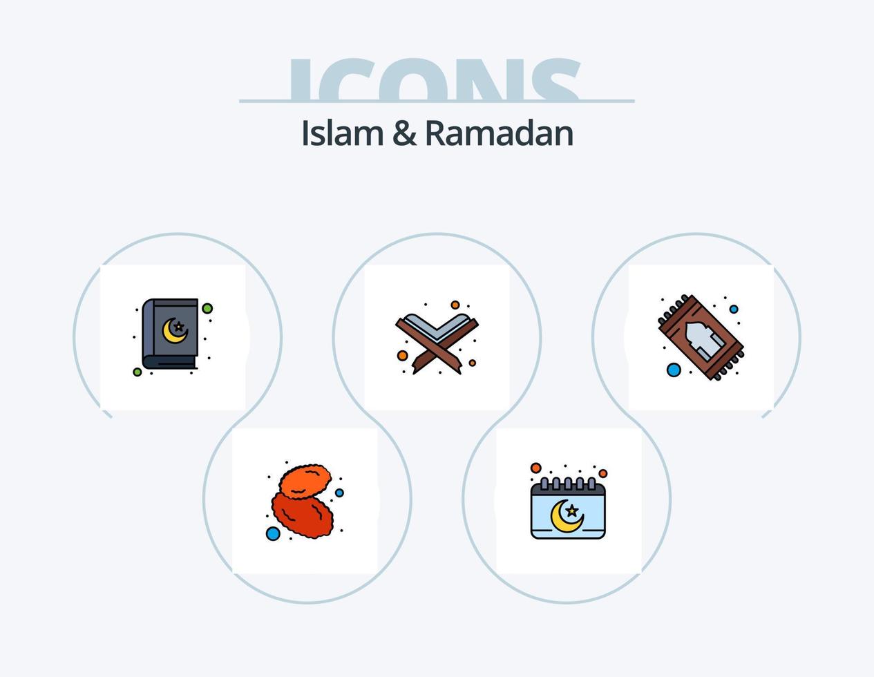 Islam en Ramadan lijn gevulde icoon pak 5 icoon ontwerp. kalender. moslim. vasten. Islam. kunst vector