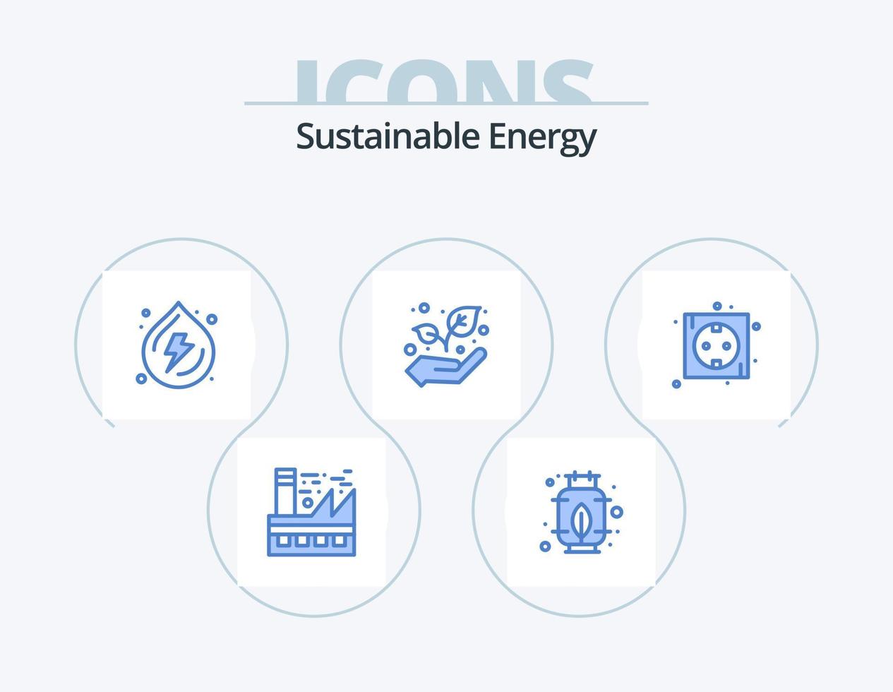 duurzame energie blauw icoon pak 5 icoon ontwerp. energie. bord. hangen. fabriek. eco vector