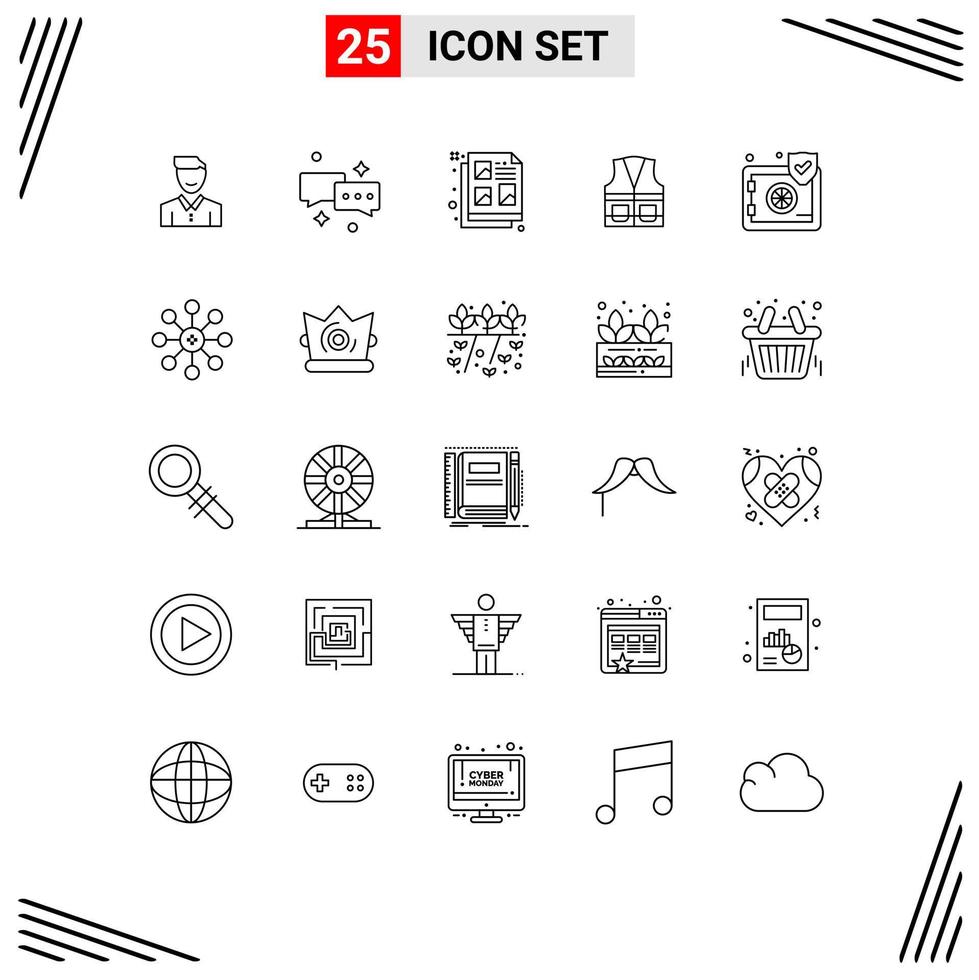 universeel icoon symbolen groep van 25 modern lijnen van arbeid hesje chatten idee ontwerp bewerkbare vector ontwerp elementen