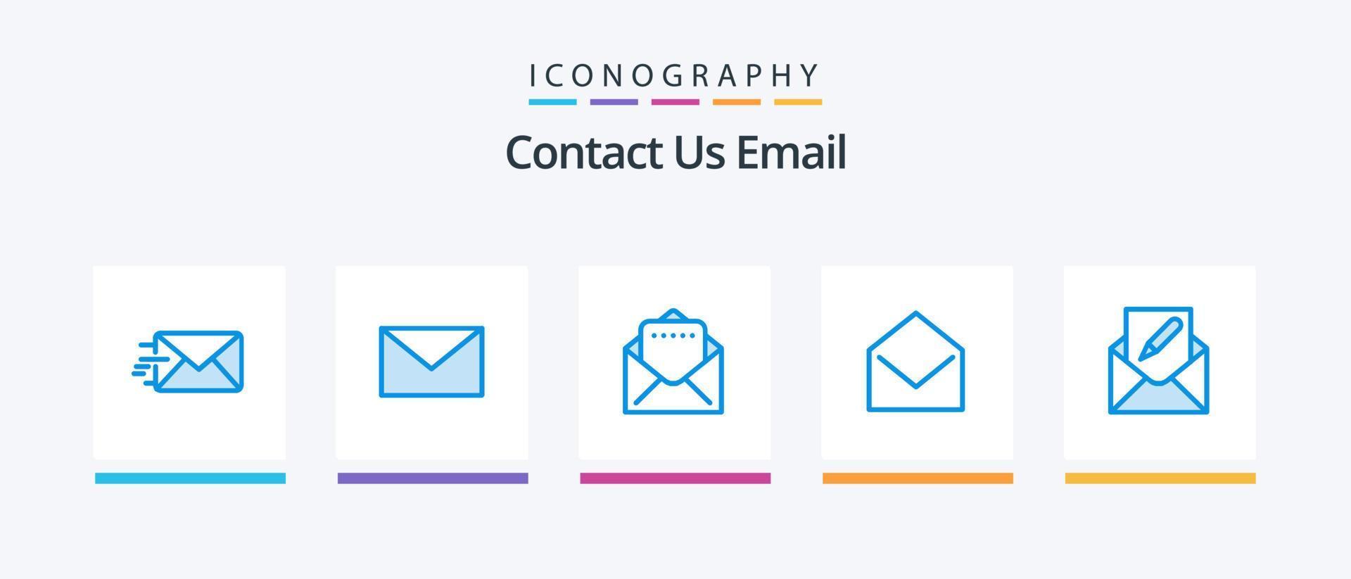 e-mail blauw 5 icoon pak inclusief . open. envelop. creatief pictogrammen ontwerp vector