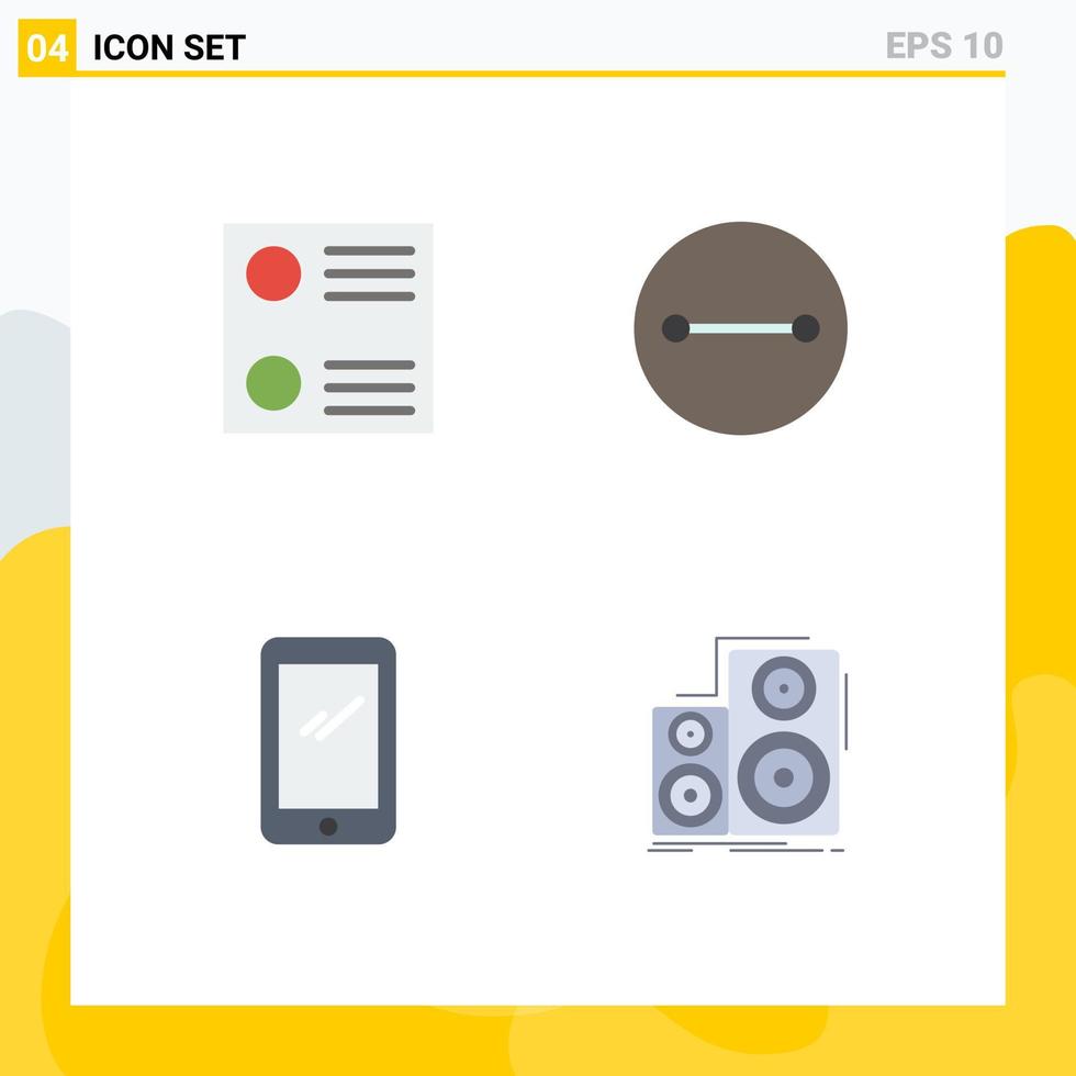 pak van 4 modern vlak pictogrammen tekens en symbolen voor web afdrukken media zo net zo lijst iphone overtuigingen slim telefoon hifi bewerkbare vector ontwerp elementen
