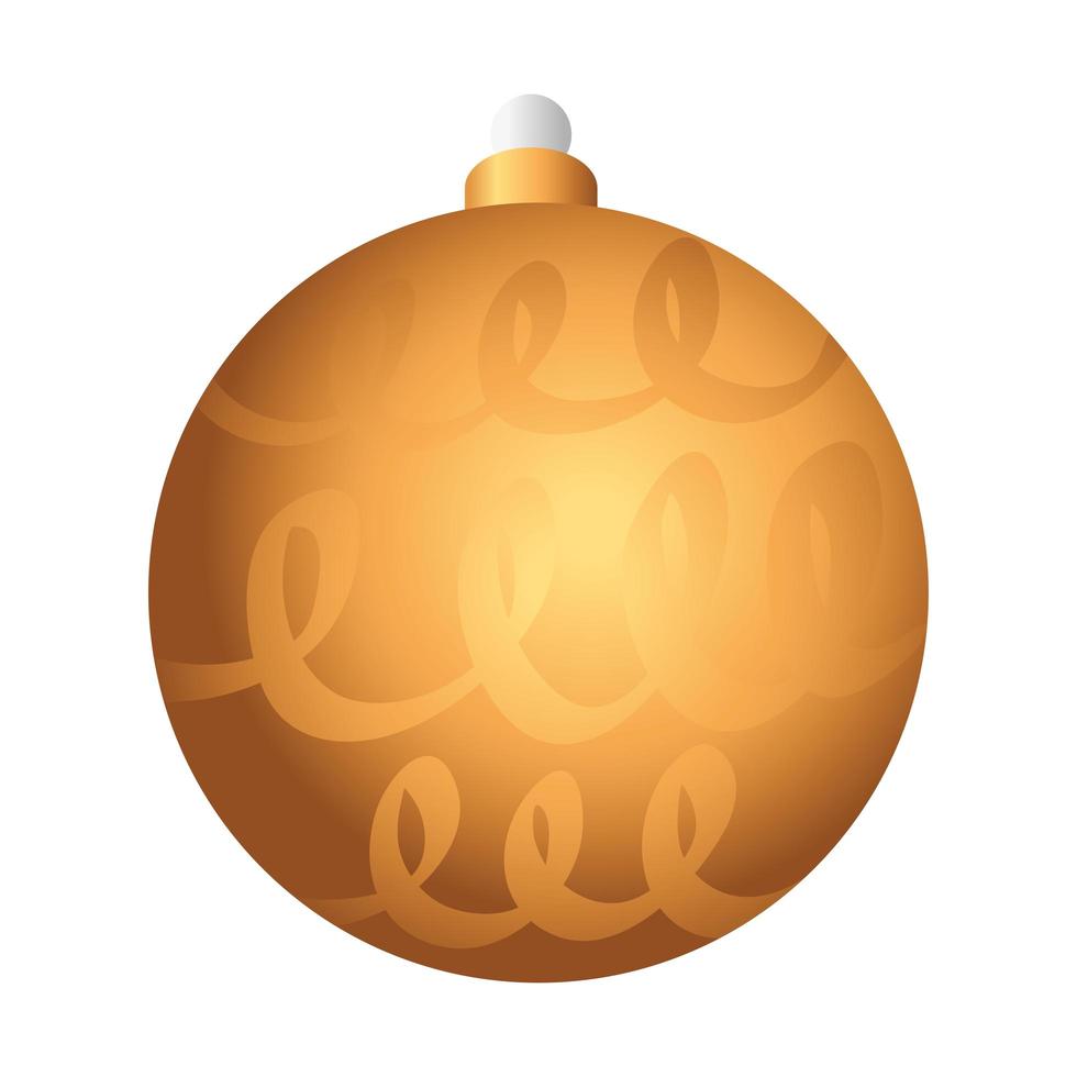 vrolijk kerstfeest gouden bal decoratie pictogram vector