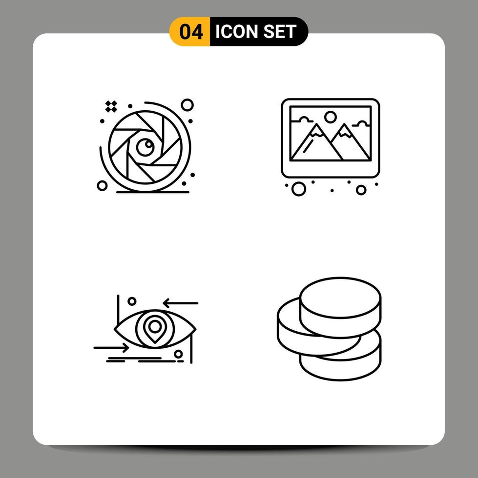 mobiel koppel lijn reeks van 4 pictogrammen van camera toekomst lens opening afbeelding wetenschap bewerkbare vector ontwerp elementen