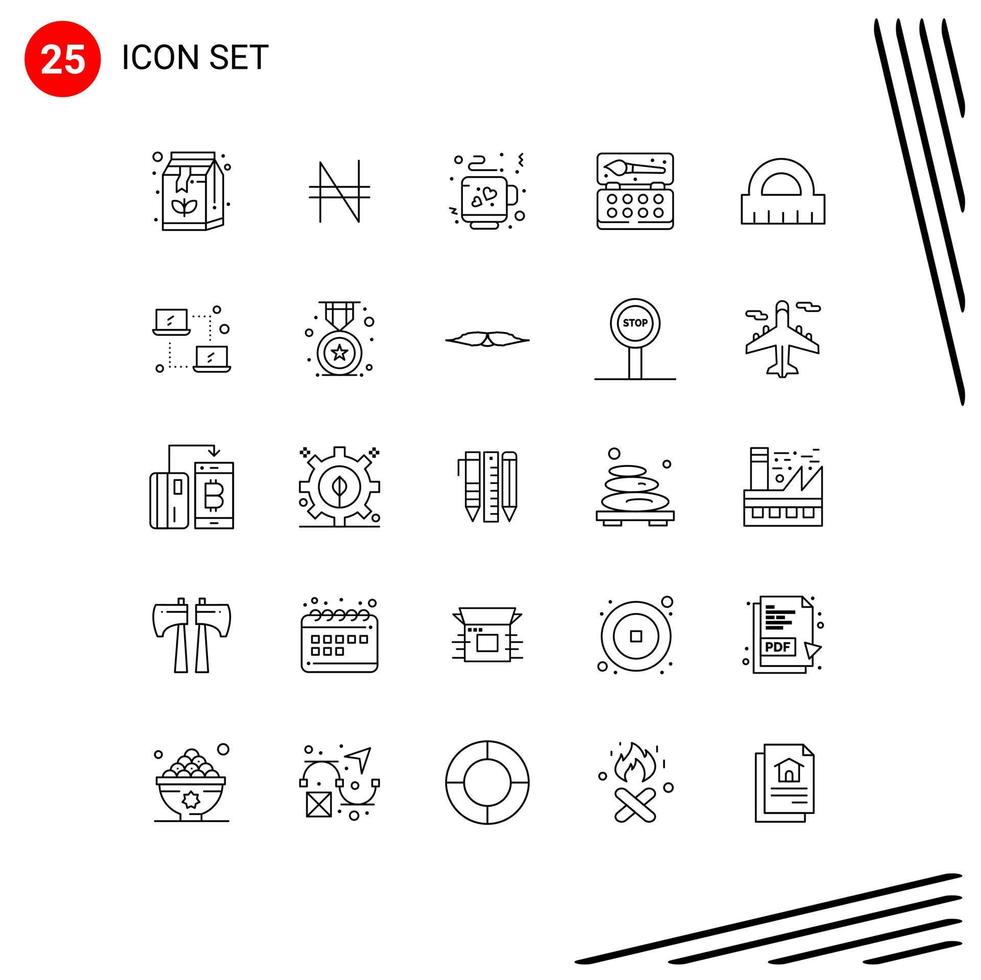 voorraad vector icoon pak van 25 lijn tekens en symbolen voor berekenen controle liefde architectuur verf bewerkbare vector ontwerp elementen