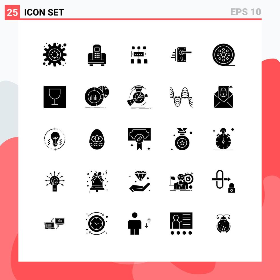 reeks van 25 modern ui pictogrammen symbolen tekens voor film haspel huis programma sleutelgat deur bewerkbare vector ontwerp elementen