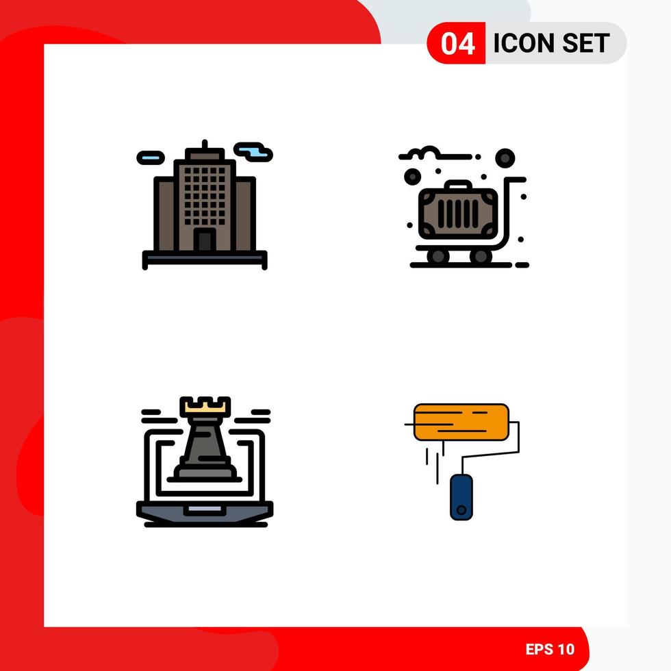 reeks van 4 vector gevulde lijn vlak kleuren Aan rooster voor architectuur fort bagage geval strategie bewerkbare vector ontwerp elementen