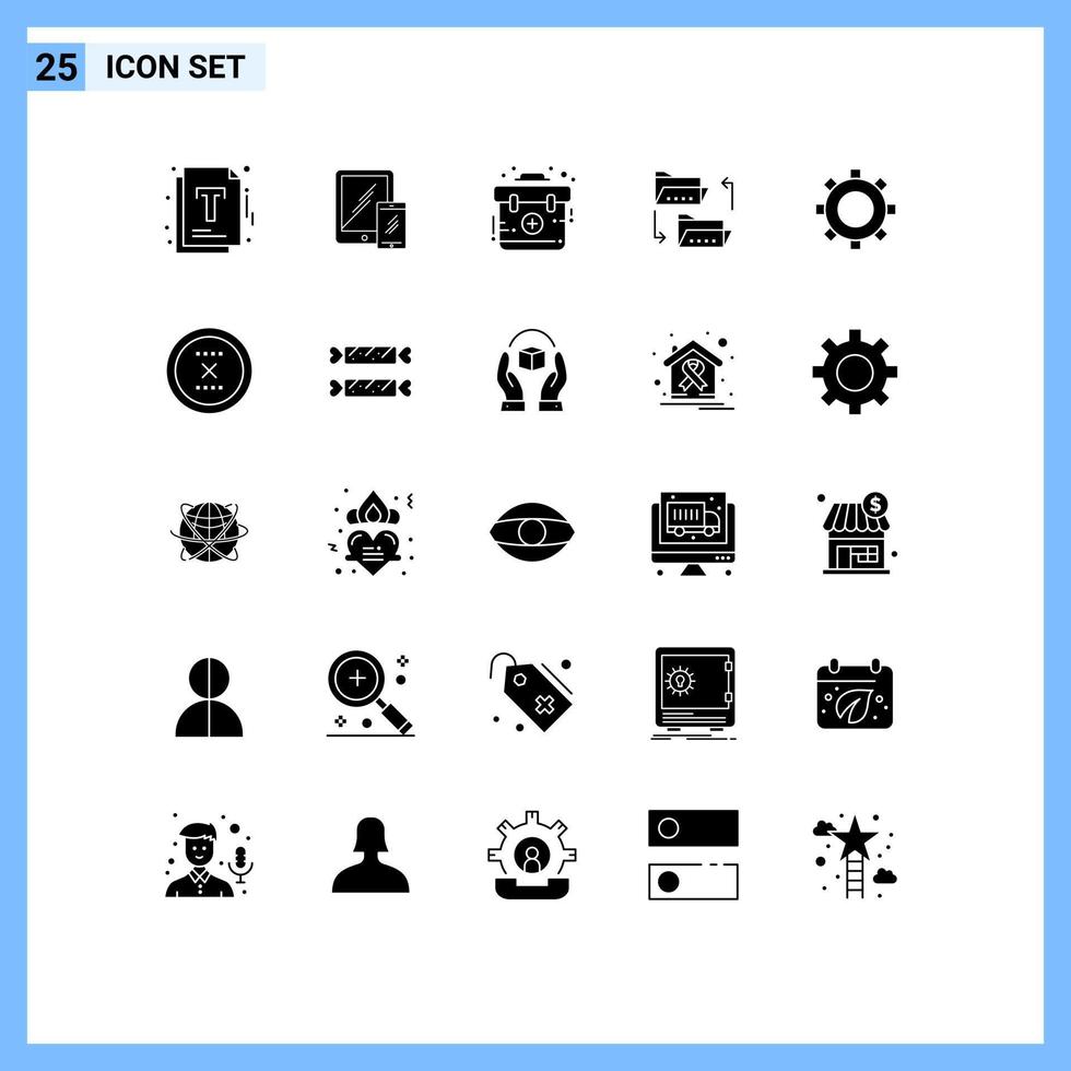 25 gebruiker koppel solide glyph pak van modern tekens en symbolen van sharing het dossier telefoon document uitrusting bewerkbare vector ontwerp elementen