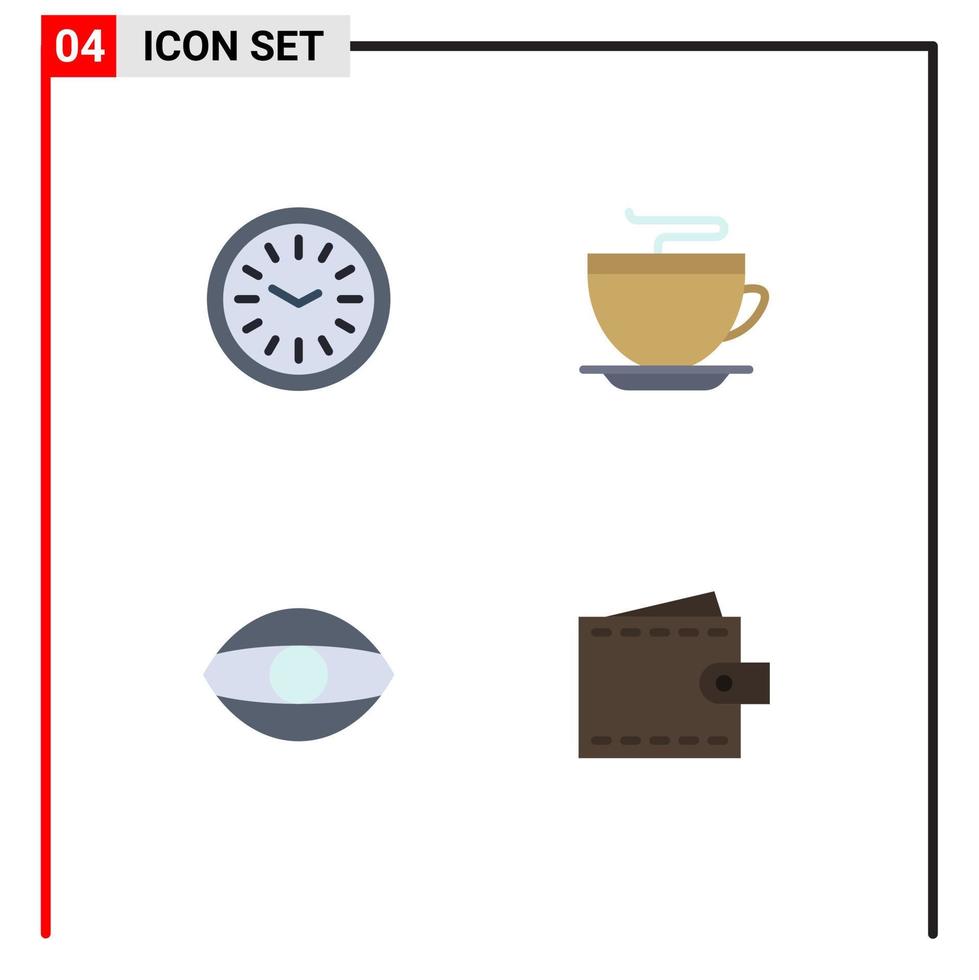groep van 4 vlak pictogrammen tekens en symbolen voor klok menselijk thee schoonmaak bedrijf bewerkbare vector ontwerp elementen