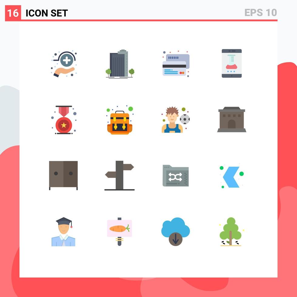 reeks van 16 modern ui pictogrammen symbolen tekens voor smartphone toepassing online laboratorium slim mobiel app op te slaan betaling bewerkbare pak van creatief vector ontwerp elementen