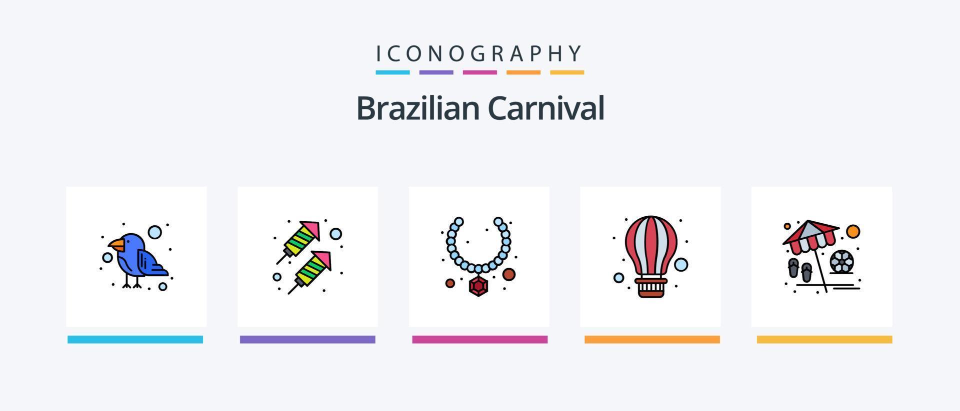 braziliaans carnaval lijn gevulde 5 icoon pak inclusief heet lucht. ballon. bloem. lucht. trofee. creatief pictogrammen ontwerp vector