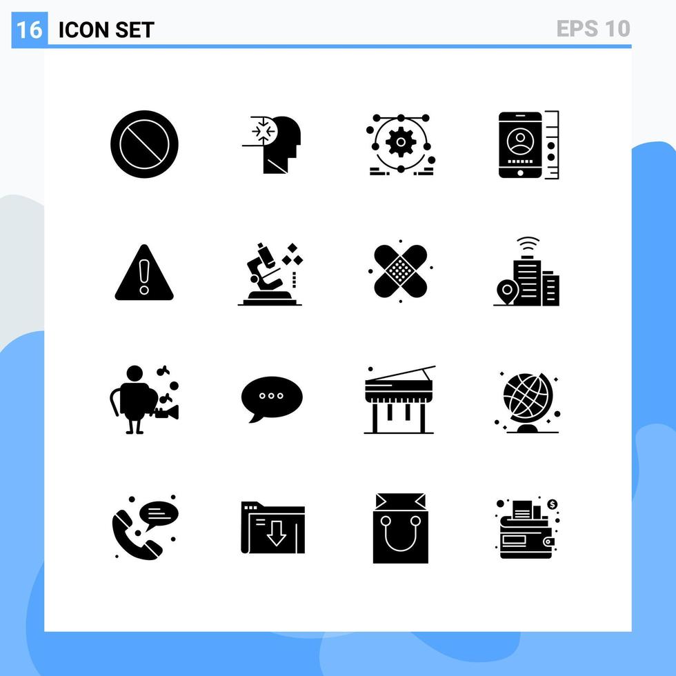 bewerkbare vector lijn pak van 16 gemakkelijk solide glyphs van teken Gevaar web ontwerp alarm onderhoud bewerkbare vector ontwerp elementen