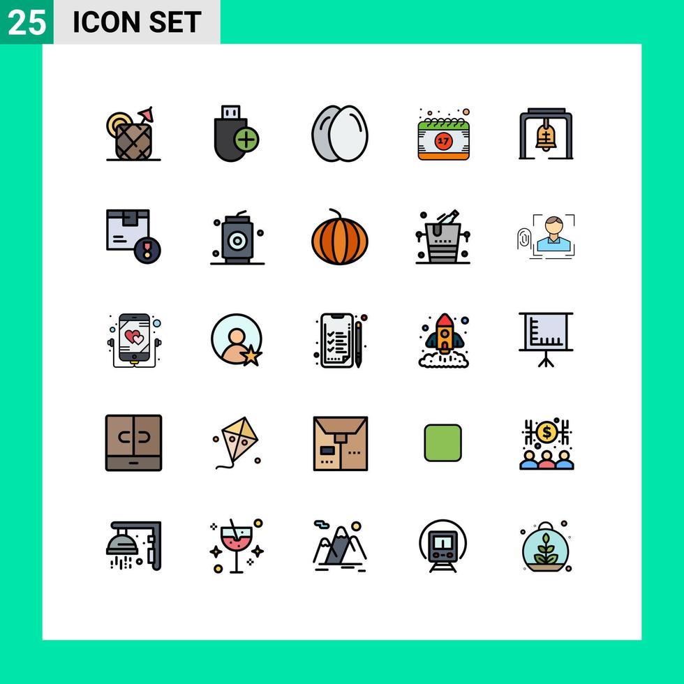bewerkbare vector lijn pak van 25 gemakkelijk gevulde lijn vlak kleuren van alarm festival stok evenement kalender bewerkbare vector ontwerp elementen