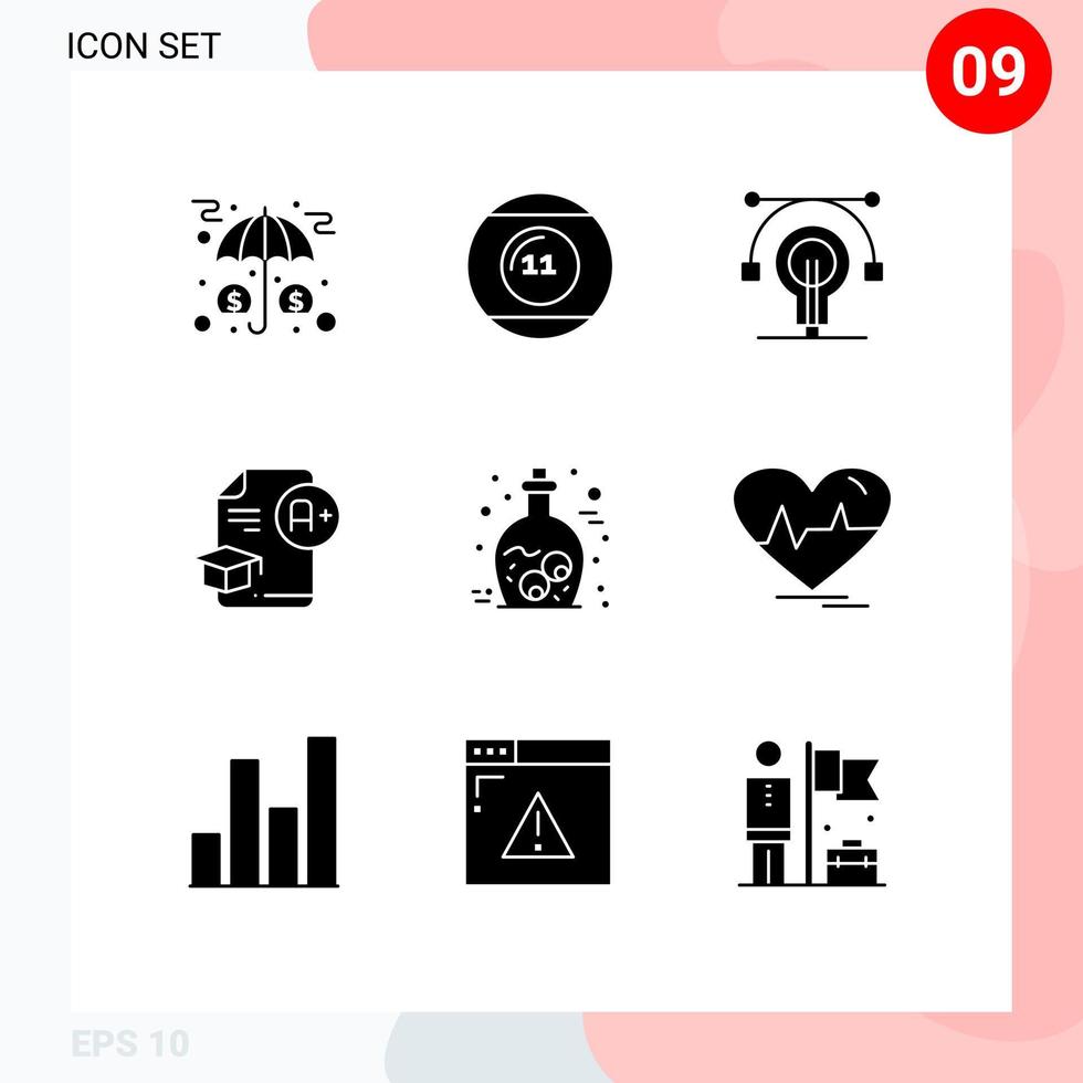 reeks van 9 modern ui pictogrammen symbolen tekens voor diploma uitreiking pet zwembad document idee bewerkbare vector ontwerp elementen