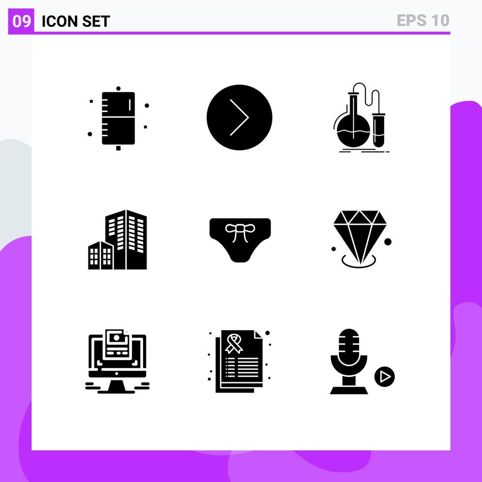 voorraad vector icoon pak van 9 lijn tekens en symbolen voor ondergoed gebouw multimedia architectuur Onderzoek bewerkbare vector ontwerp elementen