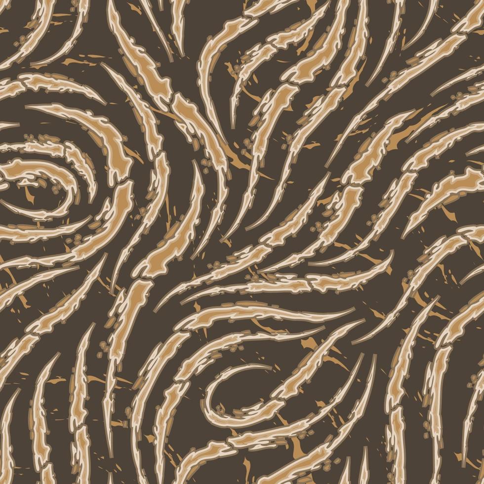 vector naadloze patroon van soepele penseelstreken met gescheurde randen van beige kleur op een bruine achtergrond. golf- of stroomtextuur. print behang of stof.