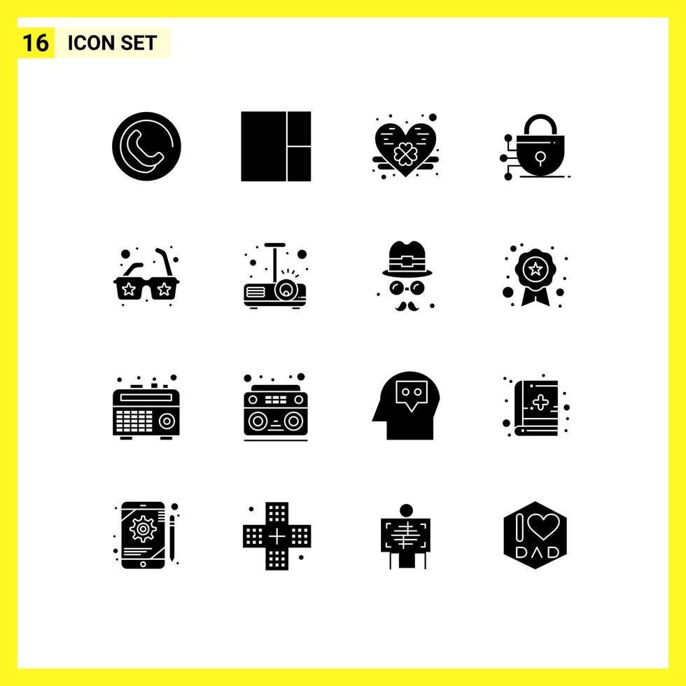 pictogram reeks van 16 gemakkelijk solide glyphs van licht presentatie digitaal beamer zon bewerkbare vector ontwerp elementen