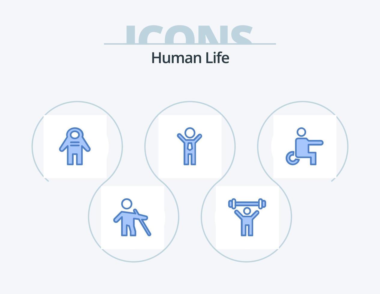 menselijk blauw icoon pak 5 icoon ontwerp. gehandicapt. winnaar. astronaut. succes. prestatie vector