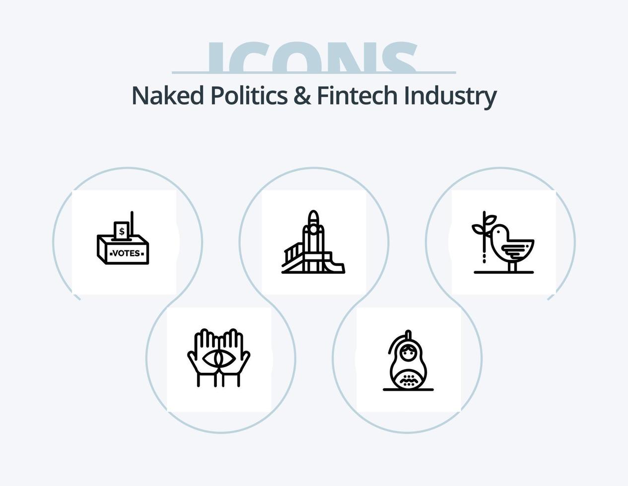 naakt politiek en FinTech industrie lijn icoon pak 5 icoon ontwerp. tegenstander. gegijzelde. verkiezing. stemmen. wet vector