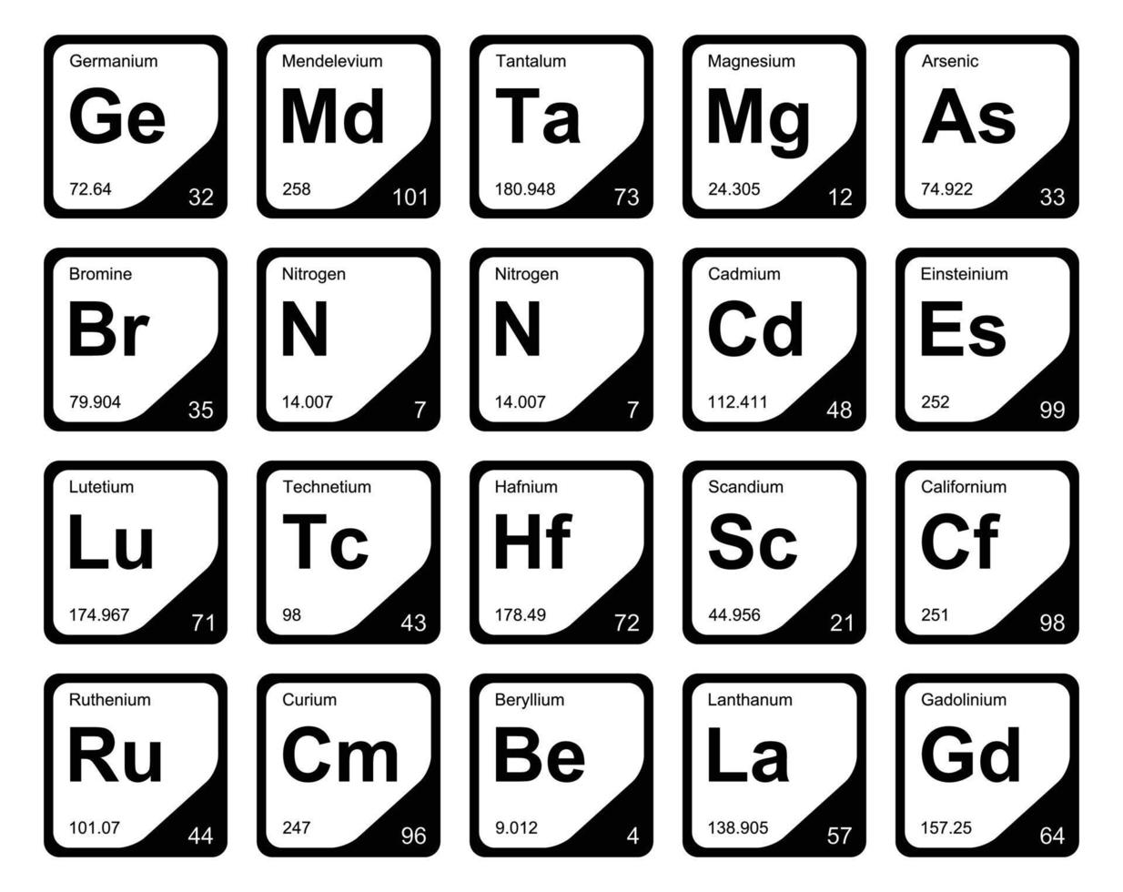 20 preiodisch tafel van de elementen icoon pak ontwerp vector