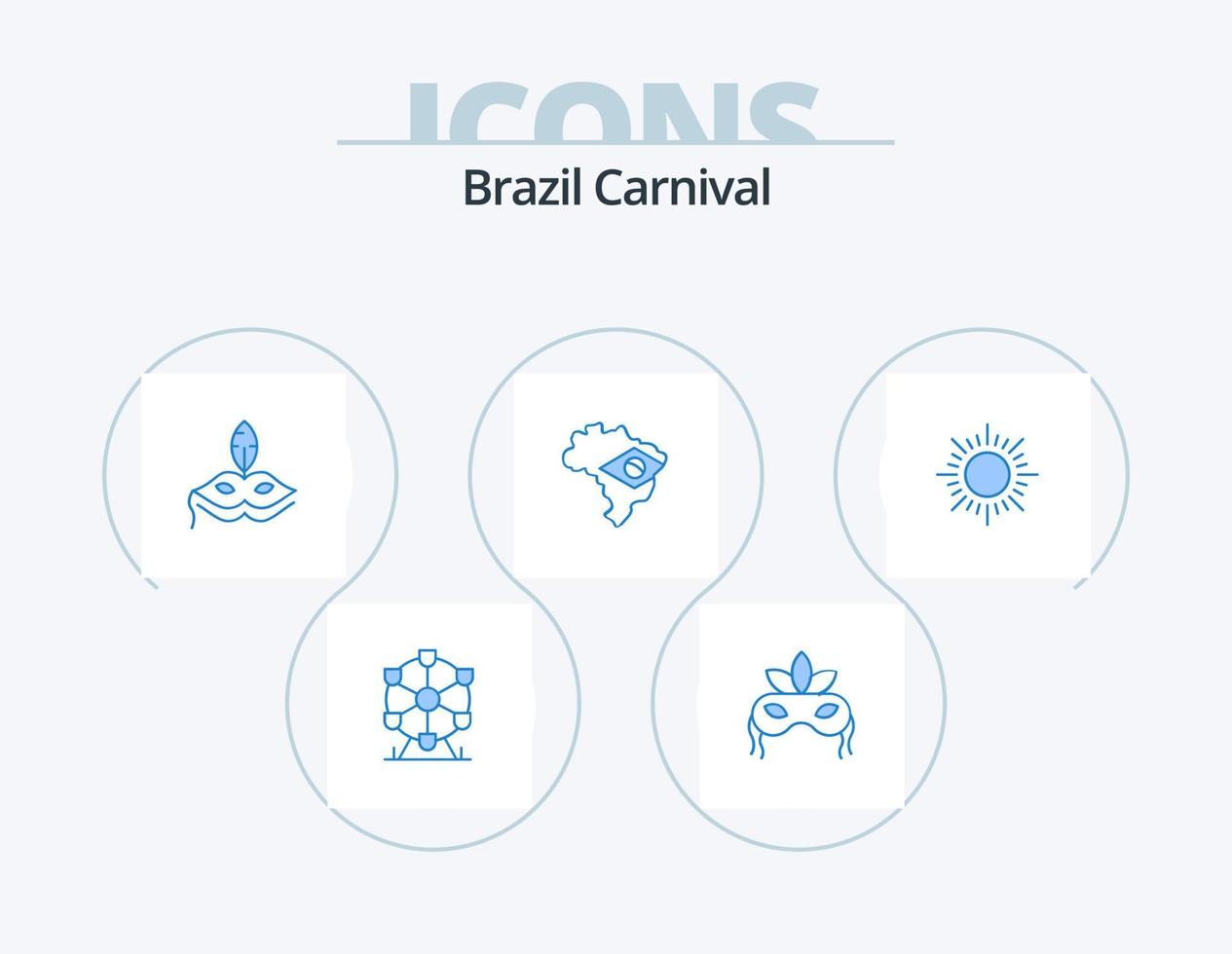 Brazilië carnaval blauw icoon pak 5 icoon ontwerp. . vlag. zonsondergang vector