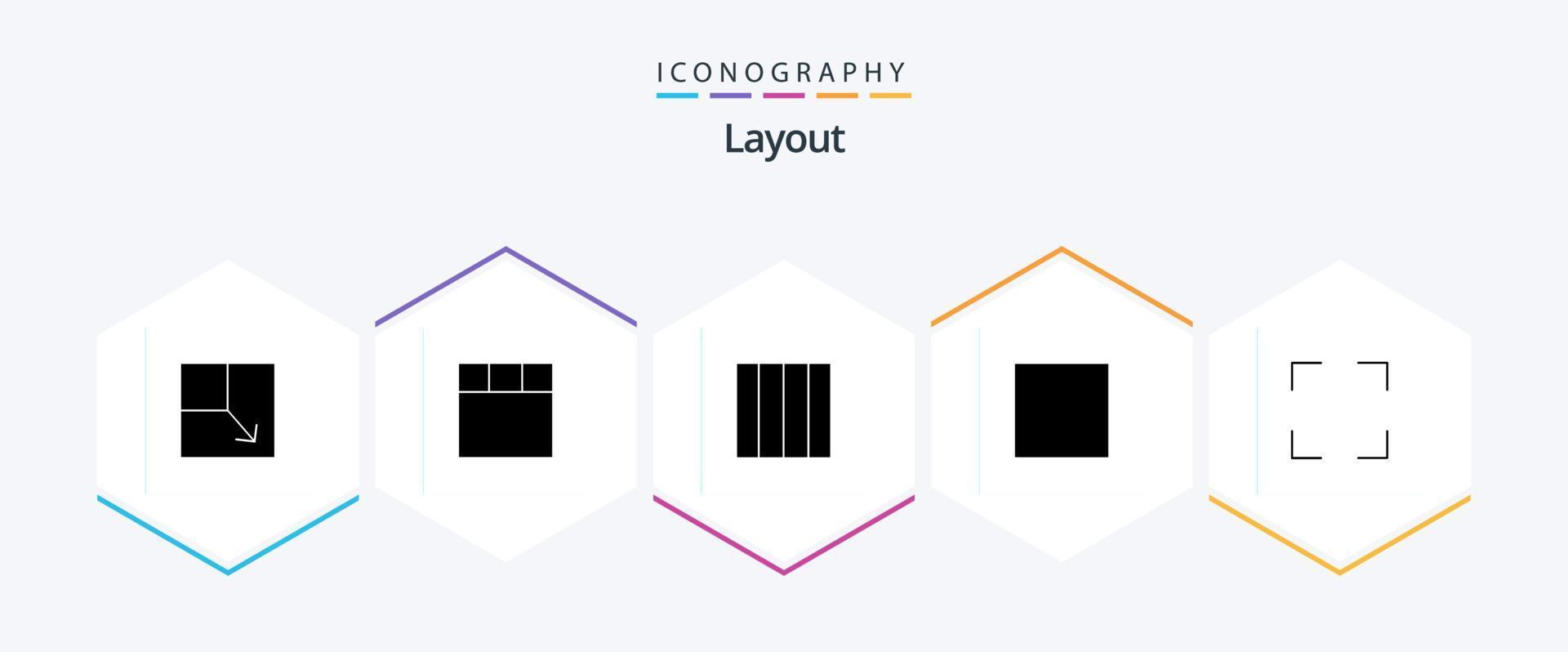 lay-out 25 glyph icoon pak inclusief . vol scherm. vector