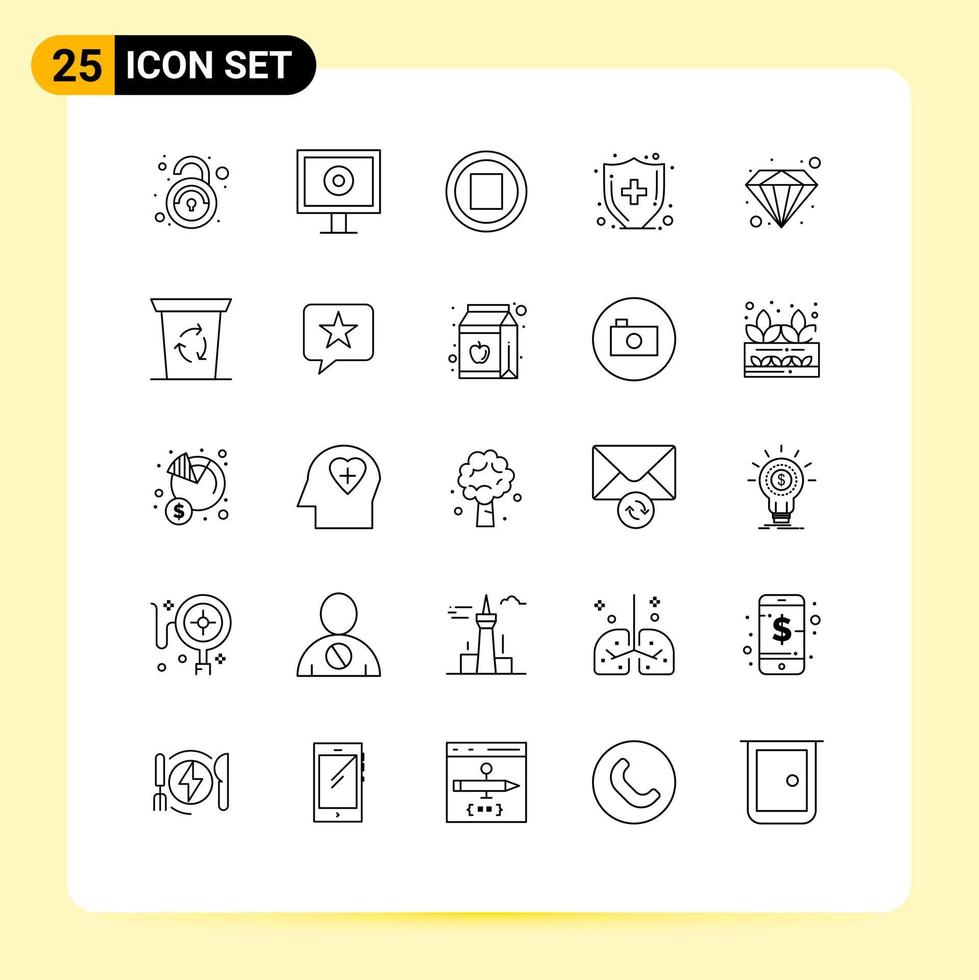 reeks van 25 modern ui pictogrammen symbolen tekens voor geweest waarde muziek- premie medisch verzekering bewerkbare vector ontwerp elementen