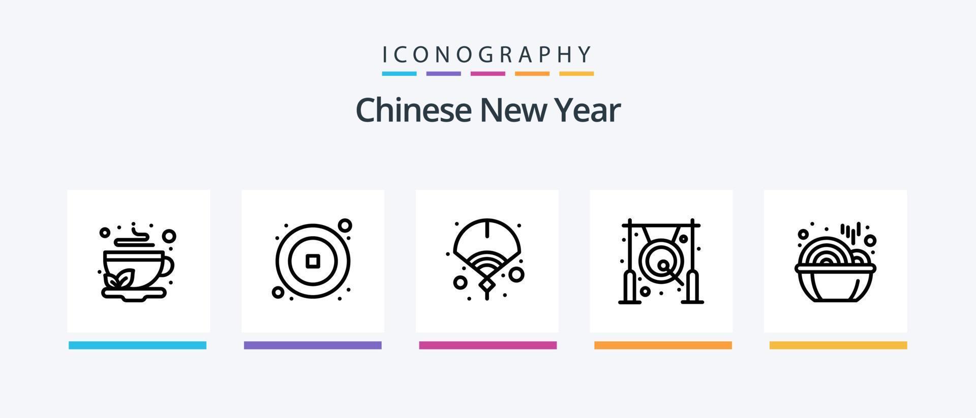 Chinese nieuw jaar lijn 5 icoon pak inclusief poort. jaar. Nieuwjaar. nieuwe. China. creatief pictogrammen ontwerp vector
