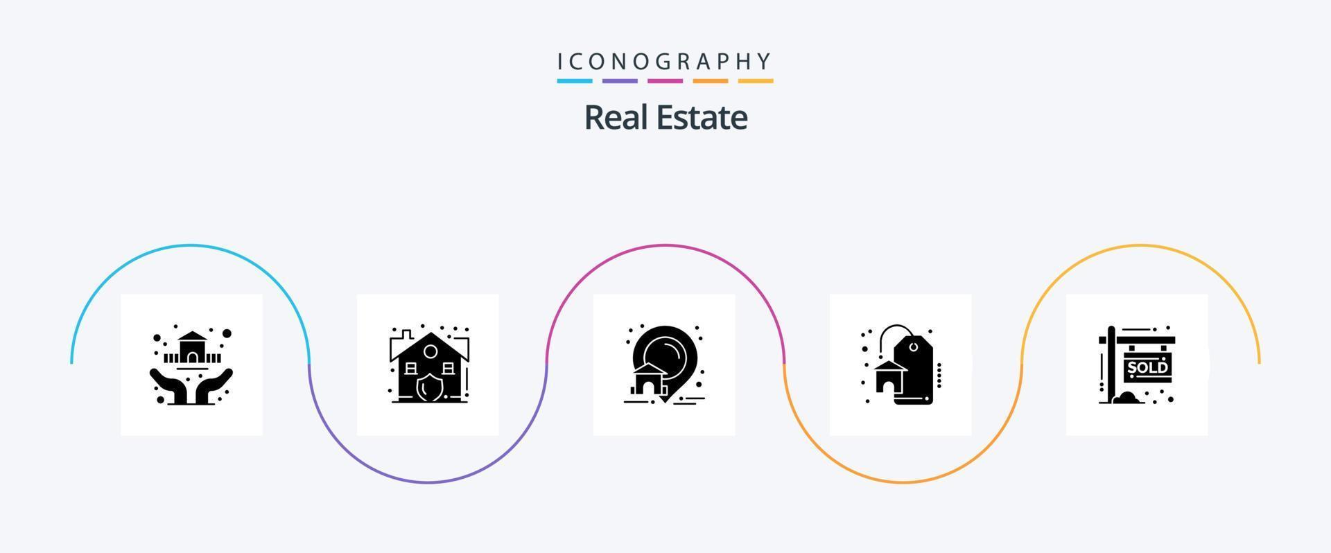 echt landgoed glyph 5 icoon pak inclusief verkocht. huis. landgoed. uitverkoop. korting vector