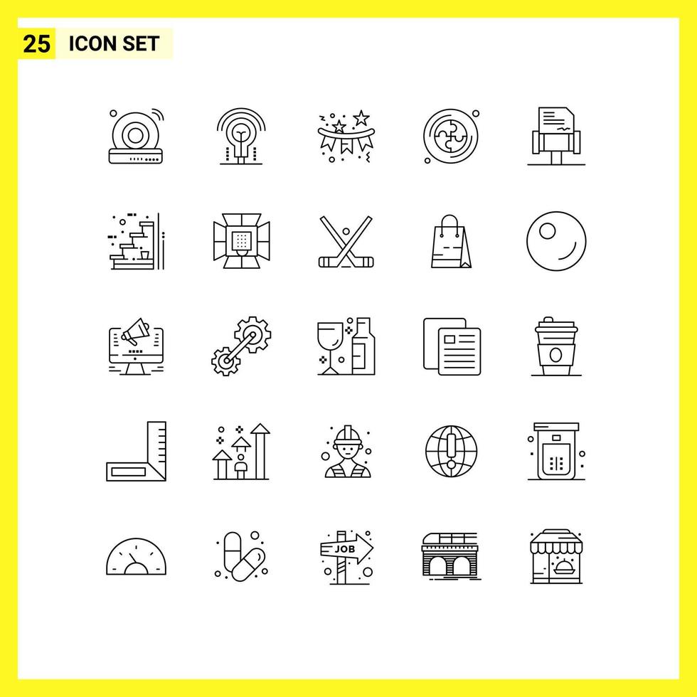 modern reeks van 25 lijnen pictogram van wet puzzel confetti onderwijs vakantie bewerkbare vector ontwerp elementen