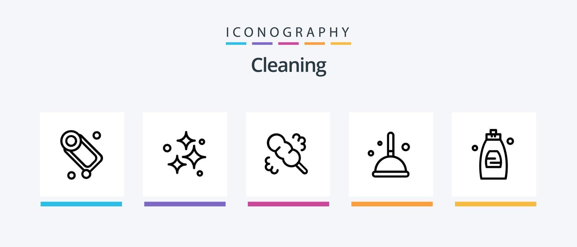 schoonmaak lijn 5 icoon pak inclusief . spuiten. schaal. Product. huis. creatief pictogrammen ontwerp vector